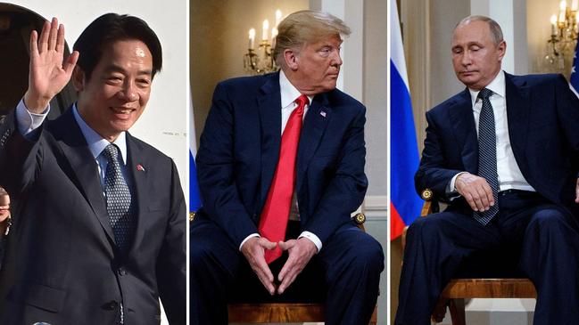 Taiwanese President Lai Ching-te, left, and Donald Trump and Russian President Vladimir Putin in 2018. Picture: AFP