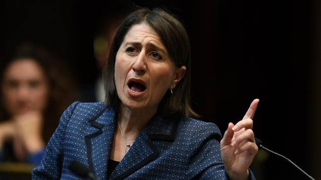 NSW Premier Gladys Berejiklian speaks during Question Time in the Legislative Assembly at New South Wales Parliament House on Wednesday. Picture: Joel Carrett/AAP