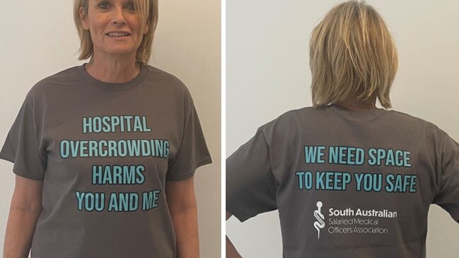 Supplied Editorial SA Salaried Medical Officers Association protest T-shirts