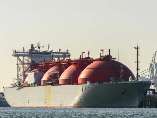 LNG tanker on ship moored at harbor