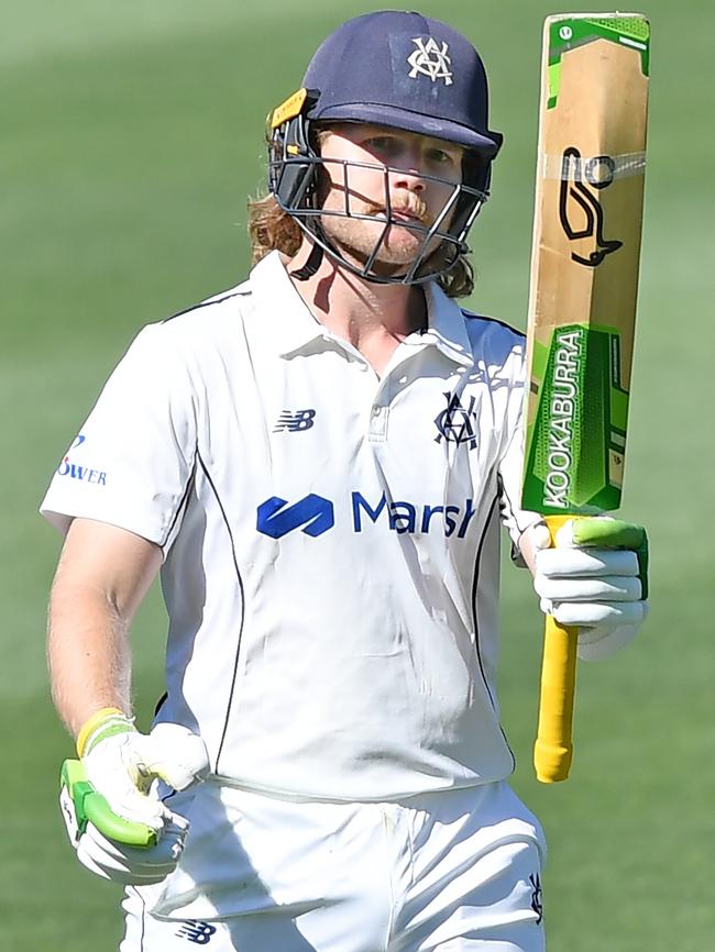 Will Pucovski raises the bat for Victoria.