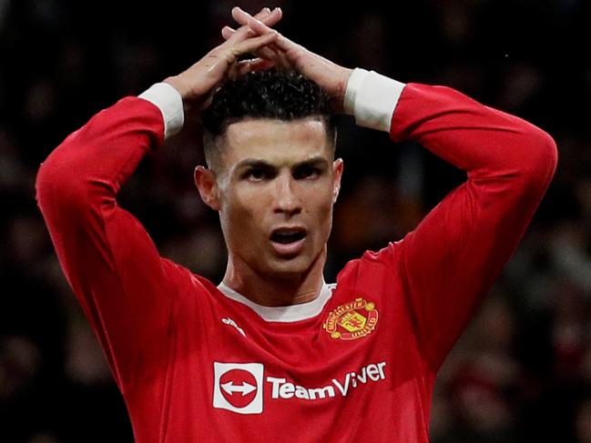 MANCHESTER, UNITED KINGDOM - MARCH 15: Cristiano Ronaldo of Manchester United  during the UEFA Champions League  match between Manchester United v Atletico Madrid at the Old Trafford on March 15, 2022 in Manchester United Kingdom (Photo by David S. Bustamante/Soccrates/Getty Images)