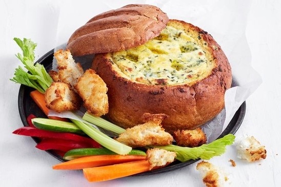 Garlic bread cob loaf dip