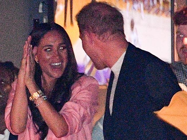 LOS ANGELES, CALIFORNIA - APRIL 24: Prince Harry, Duke of Sussex and Meghan, Duchess of Sussex attend a basketball game between the Los Angeles Lakers and the Memphis Grizzlies at Crypto.com Arena on April 24, 2023 in Los Angeles, California. (Photo by Allen Berezovsky/Getty Images)