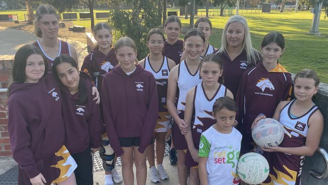 Players from the Whitehorse Colts and secretary Melissa Collard are disappointed with Whitehorse Council's rejection of their plans for a netball court at Box Hill North's Springfield Park. Picture; Kiel Egging.