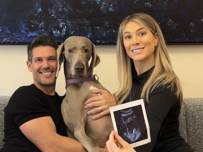 Blair and Melanie James with their dog Sadie, announce they are expecting their first child