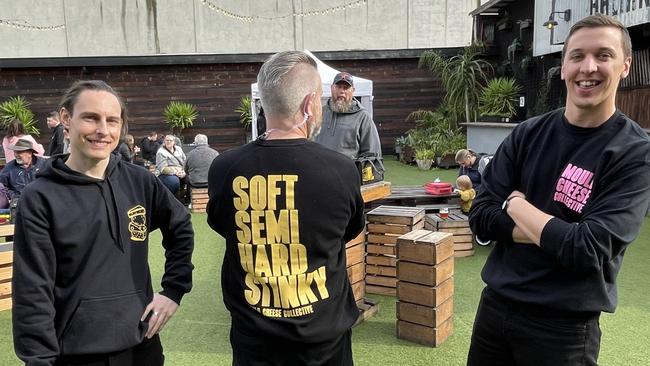 Evan Hancock, Dan Sims and Nick Baum at the 2023 Mould Cheese Festival in Melbourne. Picture: Athos Sirianos.