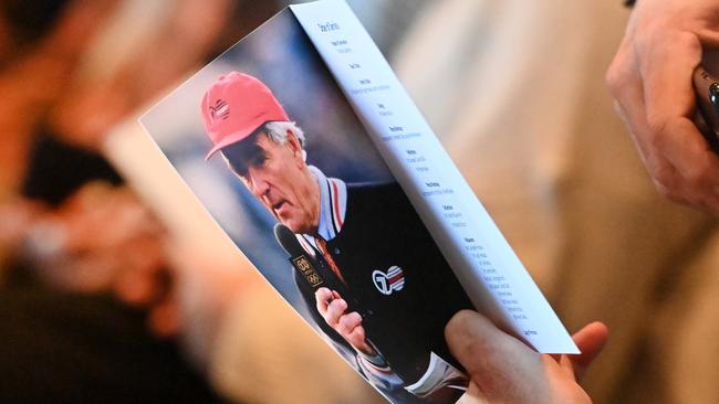 The program for Neil Kerley’s state funeral at Adelaide Oval. Picture: Keryn Stevens