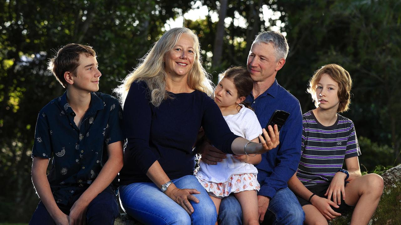 Byron Vallentine (Dad) - Age 50
Anthea Dare (Mum) - Age 51
Taran Vallentine (Boy) - Age 15.5
Kaiya Vallentine (Girl) - Age 13
Naomi Vallentine (Girl) - Age 9
A couple who have refused to allow their children access to mobile phones and social media for a decade have likened their dangers and risk of addiction to smoking.
Anthea Dare, 51 and Byron Vallentine, 50, are unapologetic about the hard line stance with their three kids Ã Taran, 15, Kaiya, 13, and Naomi, 9 Ã claiming itÃs been short term pain for long term gain.