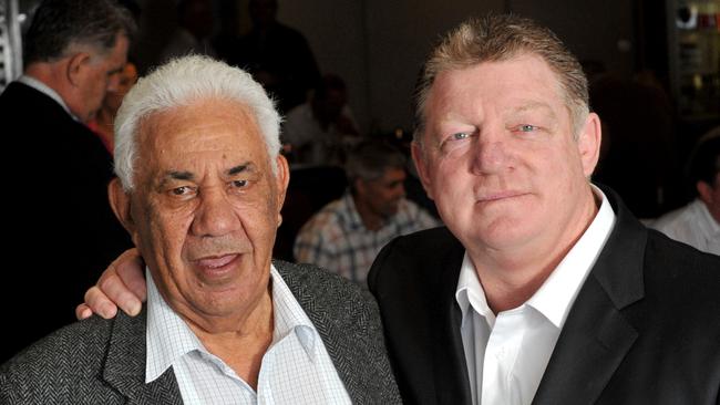 Lionel Morgan with Phil Gould. Picture: Renae Droop