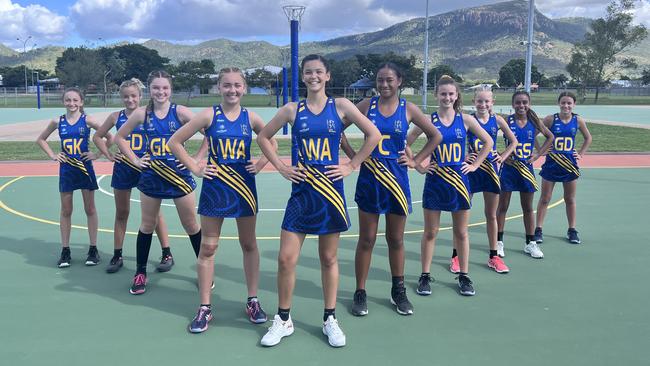 The Townsville U13 netball team. Captain Majella Jerome is on the far right.