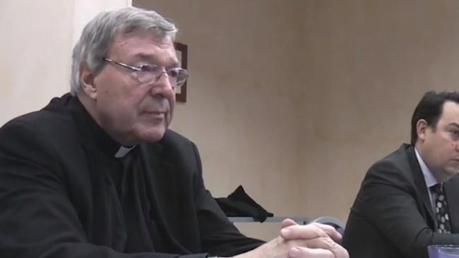 George Pell during his police interview in Rome.