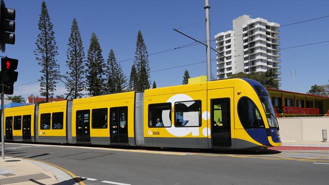 A G:link tram traveling the tracks at Surfers Paradise. P. Picture: JERAD WILLIAMS