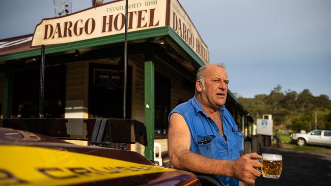 Steven Hall runs the iconic Dargo pub, and doesn’t mind a cold ale himself. Picture: Jason Edwards