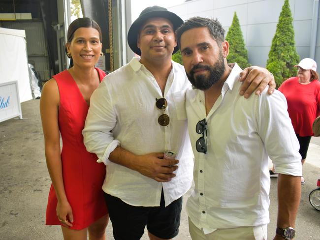 Larissa Fernandez, Josh Stanton and Djarrin Wilson enjoying all the action at the Ladbrokes Cranbourne Cup on Saturday, November 23, 2024. Picture: Jack Colantuono