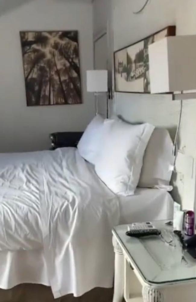 Fans spotted a bottle of lube on the bedside table – can you see it? Picture: Newsflash/Australscope
