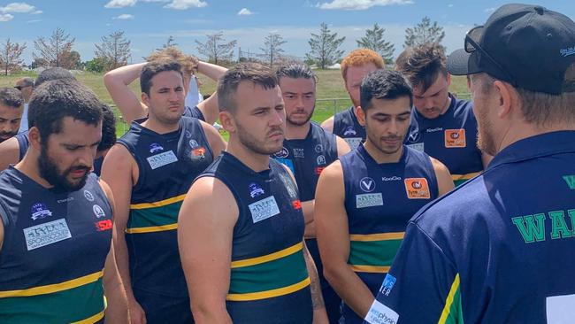 Brett Kennerley addresses VAFA club Westbourne Grammarians during a practice match this year. Picture: Facebook