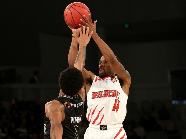 Bryce Cotton rises up to take the winning shot for Perth. Picture: AAP Images