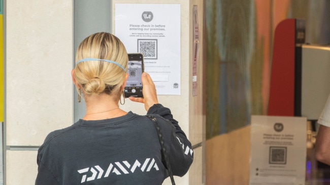 NSW supermarkets have been told by police to hire security guards to ensure all customers are using the QR check-in code before entering. Picture: NCA
