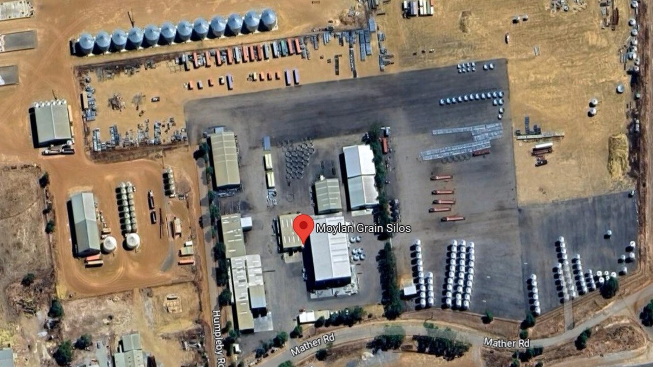 Moylan Grain Silos, where Bowles fatally shot Terry Czernowski, sparking the incident. Picture: Google Maps