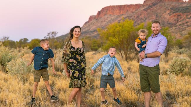 Roberta Scaramuzzino and Sam Muir with their children Marcello, 9, Federico, 7, and Alessio, 2. Picture: Supplied