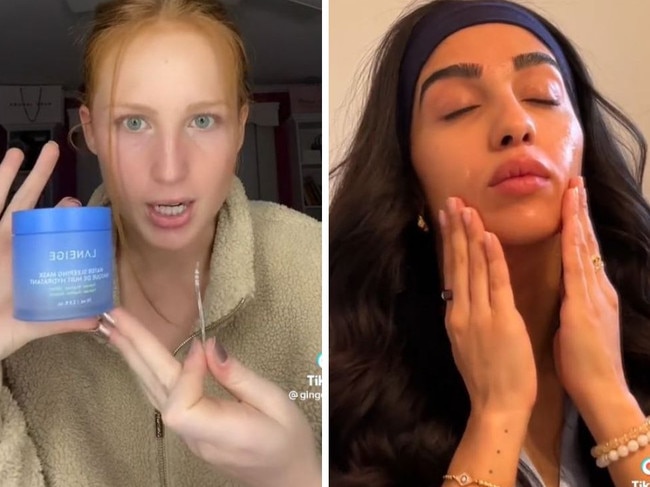 Find out why this overnight mask is so popular. Picture: TikTok/@gingerjess6, @priyaaasidhuu.