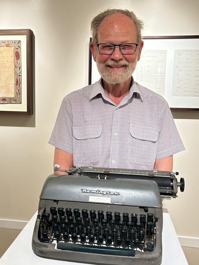 Jim Wells and the typewriter used to write the petitions.