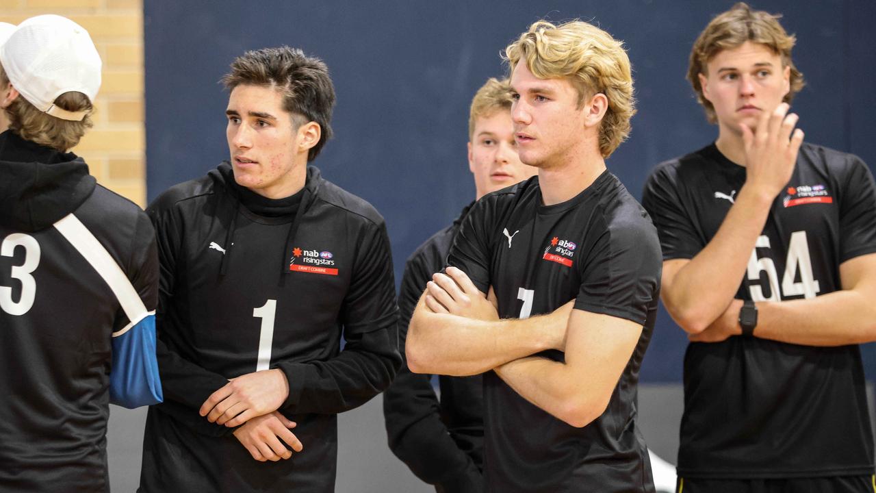 ADV SPORT SA AFL draft combine testing. Players watching the agility tests Jason Horne-Francis and mates look on.. Pictures/Russell Millard