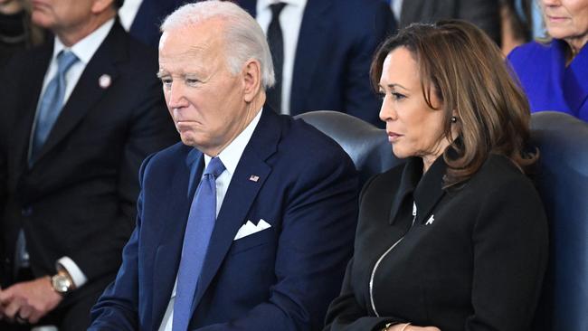 US President Joe Biden and Vice-President Kamala Harris at the inauguration ceremony. Picture: AFP