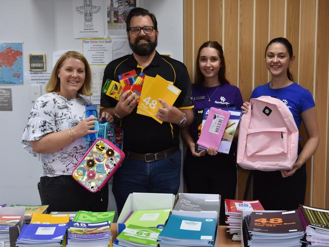 Erin Robertson, Shane McLeod, Billie Hamilton and Ebony Watson at Roseberry Qld's Back to School Supply Drive January 24, 2020.