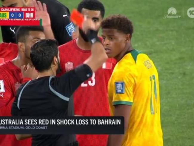 Socceroos see red against Bahrain