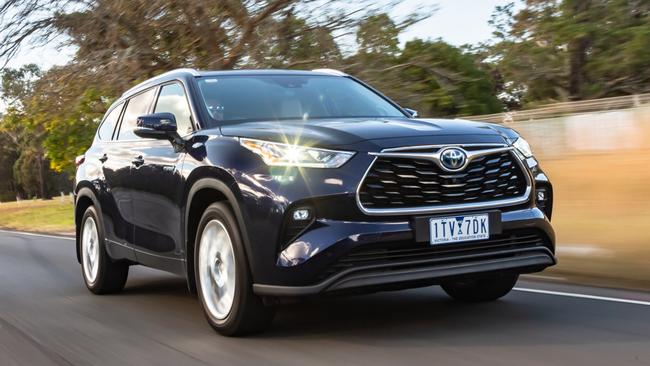 Hybrids such as the Toyota Kluger trump both diesel and petrol-powered vehicles. Picture: Supplied.