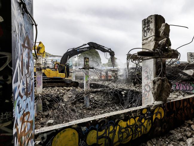 Demolition of the Wests Tigers Club in Rozelle on Wednesday, 2 October 2024. Picture: John Fotiadis