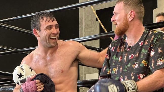 Ben O'Connor with childhood friend Thomas McRoberts at DF Gym. Picture: Supplied