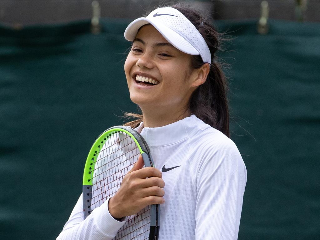 Emma Raducanu at a practice session.