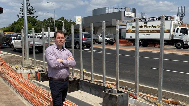 Labor candidate for The Gap ward, Daniel Bevis, at Waterworks Rd where the bus indent has been removed.