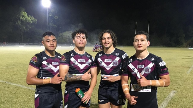 Marsden SHS players Braden Teuila, Teapo Stoltman, Kienan Tempest &amp; Hamuera Kingi after Tuesday's win.