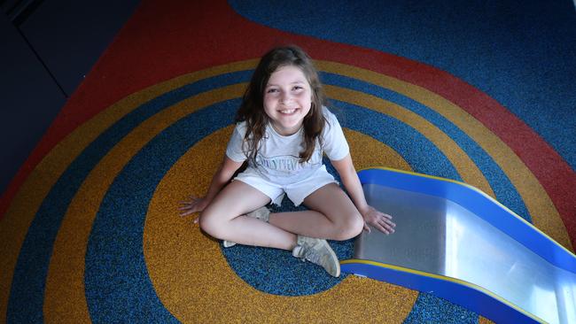 Ivy Butler 10, plays in the Goulburn Valley Health Hospital’s playground. Picture: David Caird