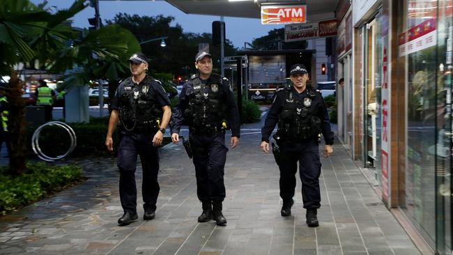 Sergeant Steve Heemi, Senior Constable Andrew Greenwood and Senior Constable Richie Manning on patrol in Shield St. PICTURE: STEWART MCLEAN