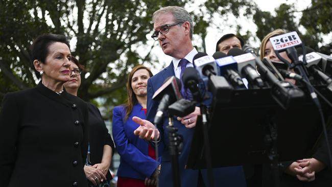 Mr Daley speaks to the media during an event with Lord Mayor of Sydney Clover Moore and President of LGNSW Linda Scott. Picture: AAP