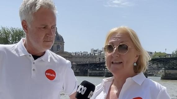 ABC Radio Adelaide’s Sonya Feldhoff and Jules Schiller in Paris for the 2024 Olympics. Picture: ABC