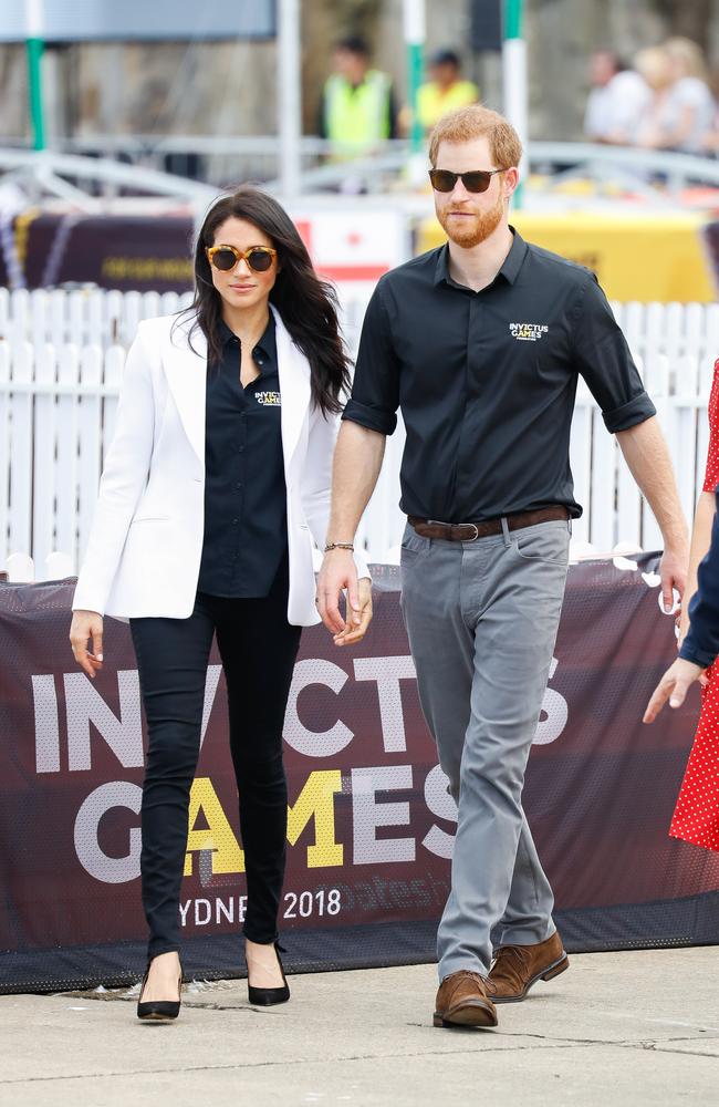 Meghan and Harry undertook a quick, casual costume change before arriving on Cockatoo Island. Picture: Chris Jackson/Getty Images for the Invictus Games Foundation