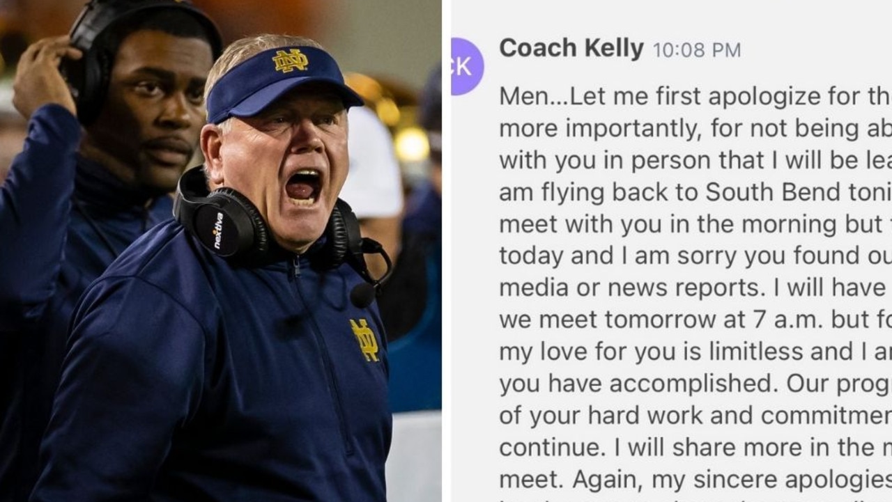 US College football coach Brian Kelly informed his team of his departure via text.