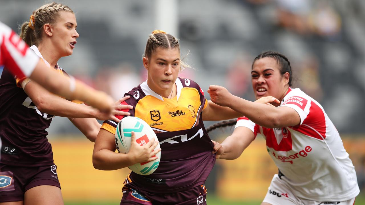 Jada Ferguson in action for the Brisbane Broncos during a NRLW match. Picture: Getty Images