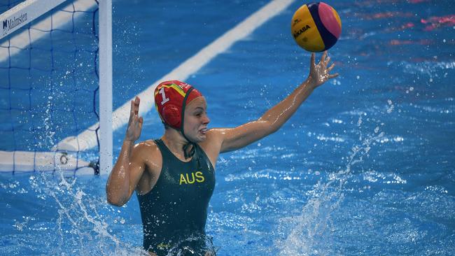 Australia's goalkeeper Gabriella Palm during the women's bronze medal match between Australia and Hungary. (Photo by Ed JONES / AFP)