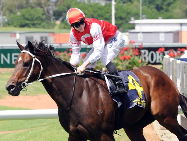 Photographer: Simon Bullard. Race 2 SMOOTH FM MAURICE MCCARTEN STAKES (3YO&UP) - 1100m. Winner 'Target In Sight' ridden by James McDonald.