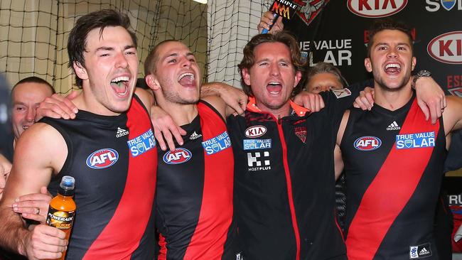 James Hird sings the song in 2013. Picture: Getty