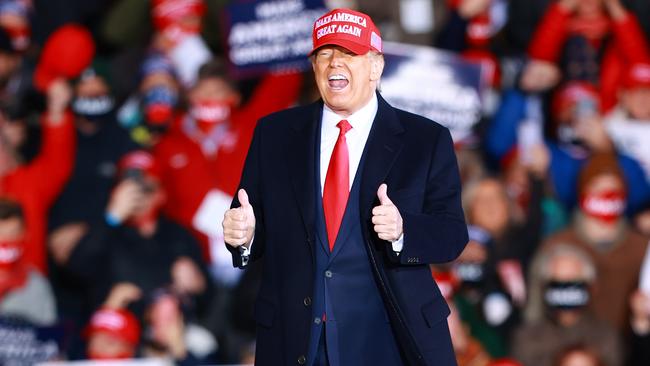 Donald Trump at a rally in Muskegon, Michigan, on Sunday. Picture: Getty Images