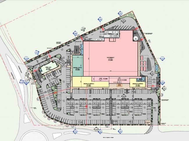 Plans for BluePoint Bargara Pty Ltd's shopping centre proposed for Rifle Range Rd, Bargara.