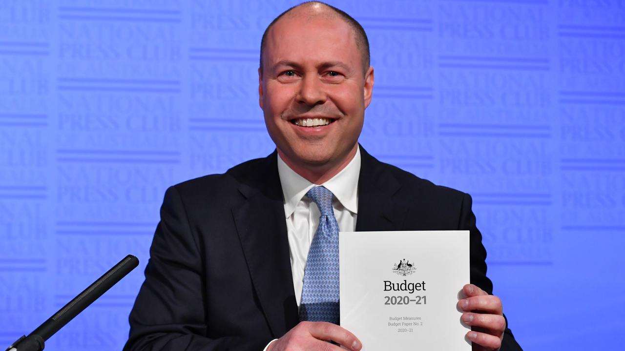 Federal Treasurer Josh Frydenberg prior to his budget address at the National Press Club on October 07, 2020 in Canberra, Australia. Picture: Getty Images